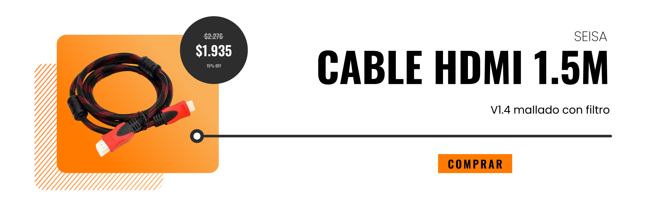 CABLE HDMI 1.5 METROS V1.4 MALLADO CON FILTRO