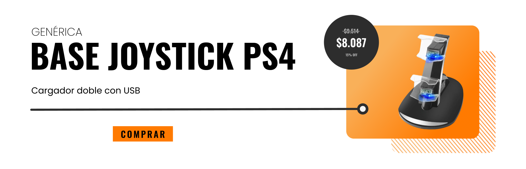 BASE CARGADOR DOBLE PARA JOYSTICK PS4 PRO Y SLIM